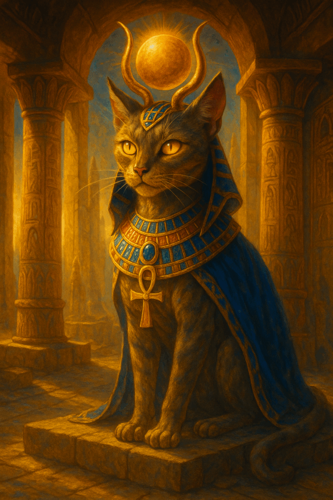 Ancient Egyptian statue of a cat showing the historical bond between humans and cats.