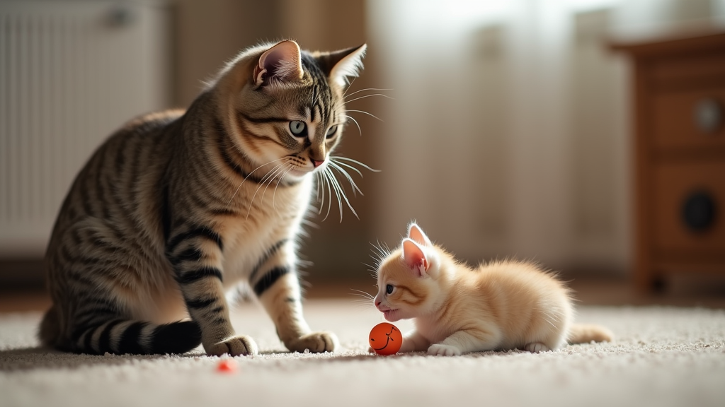 A playful cat responding to a call